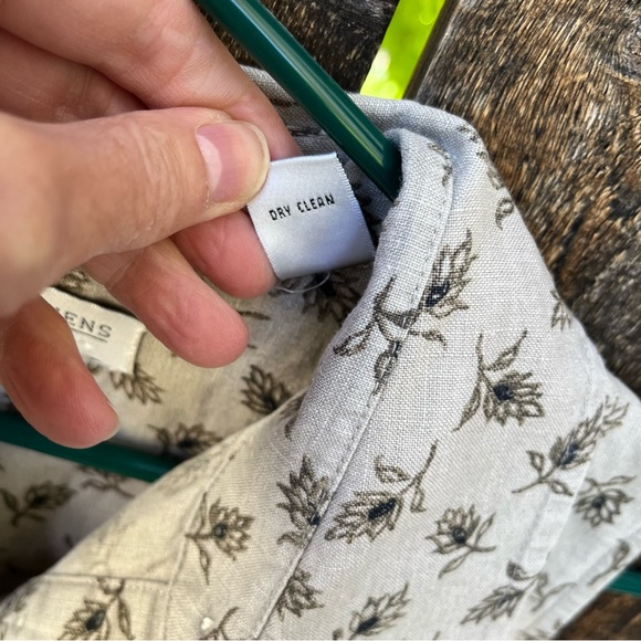 Valerie Stevens Pure Linen Floral Sleeveless Partial Button Dress Beige Sz M - Picture 11 of 15